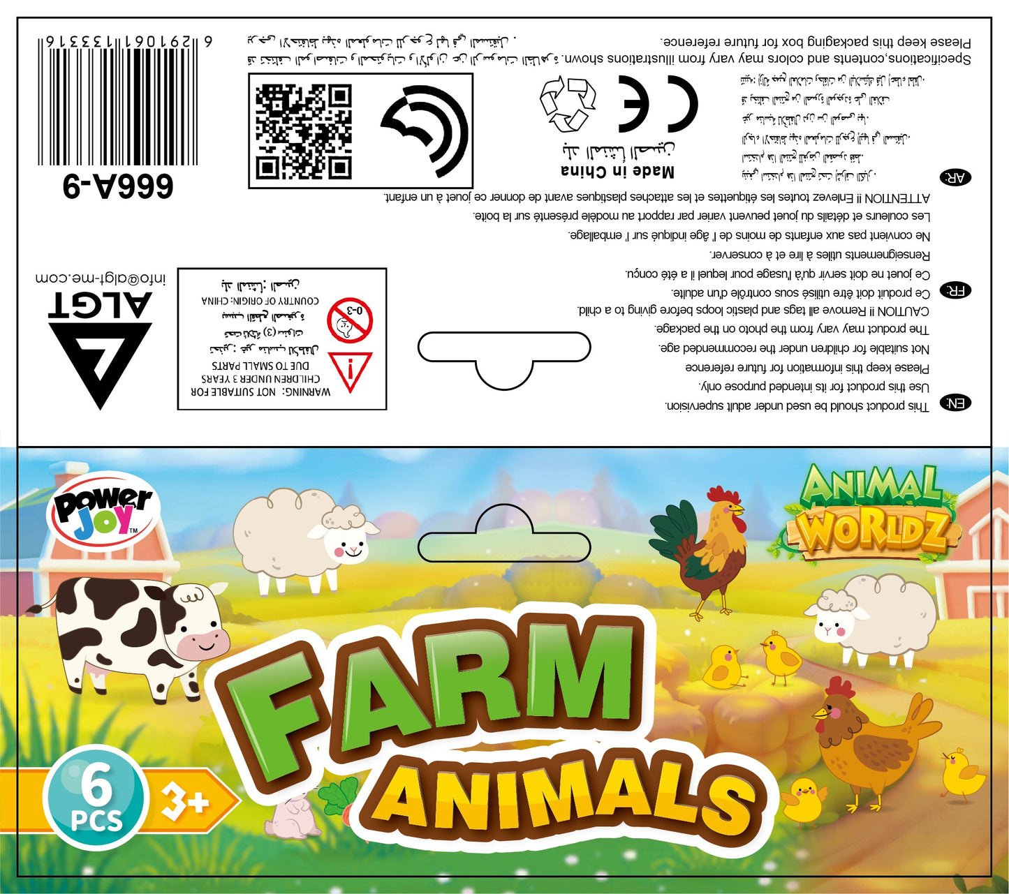 Power Joy Animal Worldz Farm Animal 4inches 6pcs