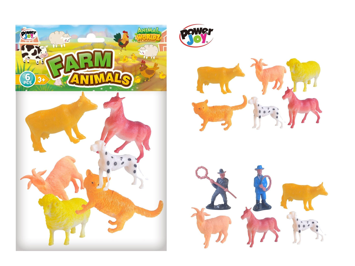 Power Joy Animal Worldz Farm Animal 4inches 6pcs