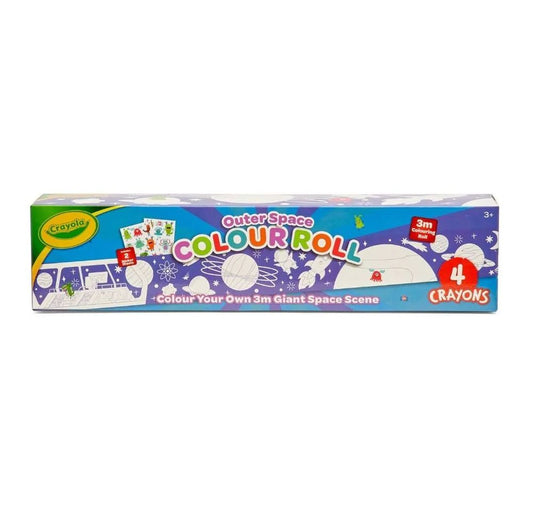 Crayola Colour your own Map Roll - Space |The product is designed and includes 3 - meter maps, 4 crayons, and 2 sticker sheets, for children to enjoy coloring while learning about animals and geography | Ages 3+ - Marah Kids