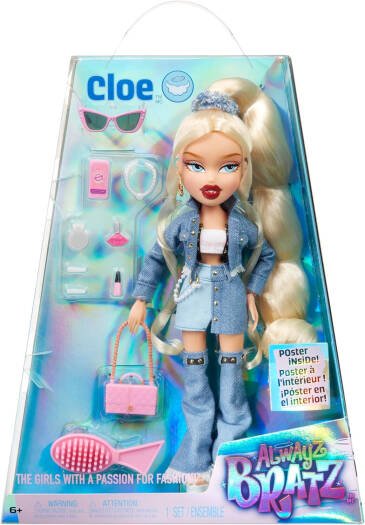 Bratz Alwayz Cloe Fashion Doll with 10 Accessories - Multicolour | Signature Bratz Style | Poseable arms and legs | Includes stylish shoes, jewelry, and a cute bag | Collectible Packaging | Ages 6 + up - Marah Kids