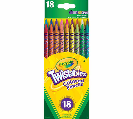 Crayola Twistable Color Pencils 18 Ct in assorted colors | fun and easy way to color and create | Just twist and color, no sharpening or peeling required | ages 4 and up - Marah Kids