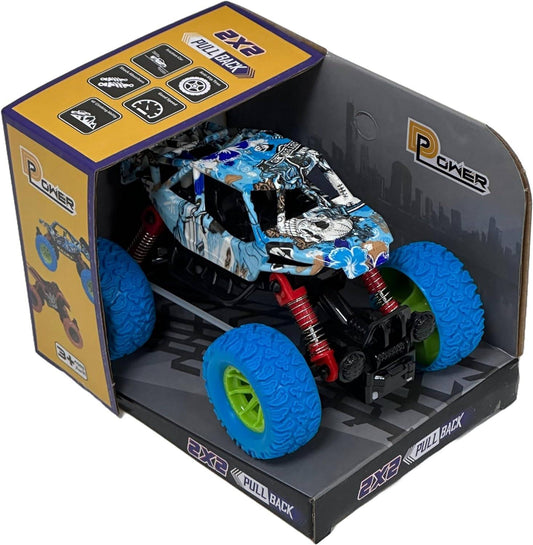 D - Power - Pullback Doodle Skeleton Stunt Car, Blue | No Batteries Needed, Fun for All Ages | 3+ - Marah Kids