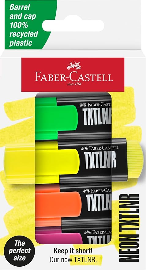 FABER - CASTELL MINI HIGHLIGHTER 4PC SUPER - FLUORESCENT ASSORTED - Marah Kids