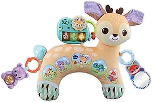 VTech Baby 4 - in - 1 Tummy Time Fawn, Sensory Animal Baby Pillow with Lights, Sounds & Music, Interactive Gift for infants 3, 6, 9, 12 months +, English version - Marah Kids