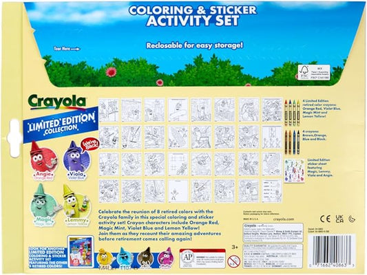 Crayola Retired Colors Free Time Coloring & Activity Set – Includes 32 Pages, Classic Retired Crayons & Stickers, Gift For Kids Ages 3+