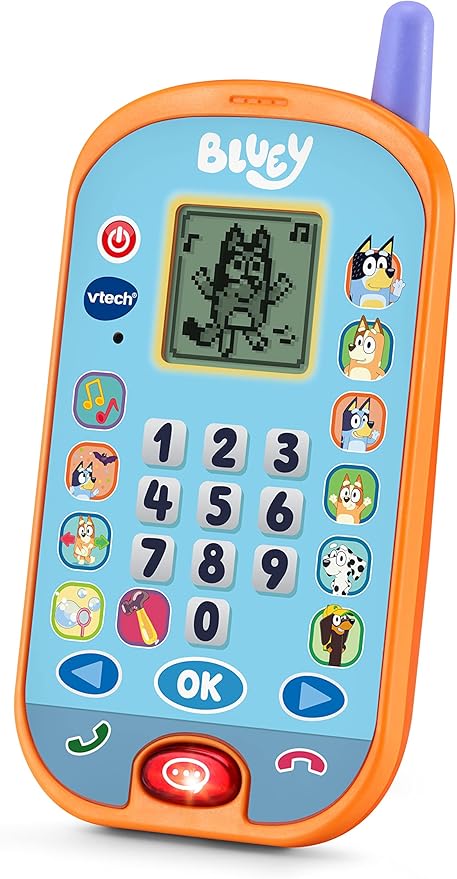 Vtech Bluey Ring Ring Learning Phone (Orange) Chat with Bluey and Bingo for a fun, interactive | Change the ringtone, adjust brightness, and more, mimicking real phone functions | promoting interactive play and early learning. - Marah Kids