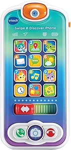 VTech Swipe & Discover Phone, Play Phone for Baby Girls & Boys, Interactive Toy with Lights and Sounds, Phone Toys for Babies, Learning Toy with Animals and Numbers, Ages 6 Months+, English Version - Marah Kids