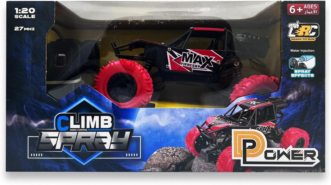 D - Power 1:20 4WD 27Mhz Spray Climb Car Remote - Control Four - Wheel High - Speed – Red | Ages 6+ up - Marah Kids