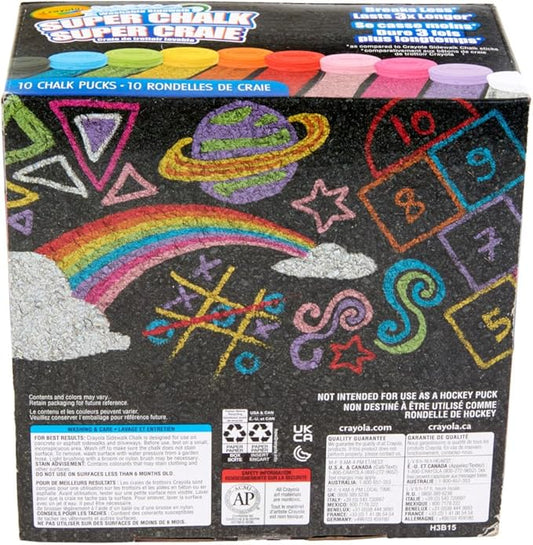 Crayola Washable Sidewalk Chalk – 10 Vibrant Colors, Long-Lasting Outdoor Chalk Set For Kids, Non-Toxic & Easy To Clean