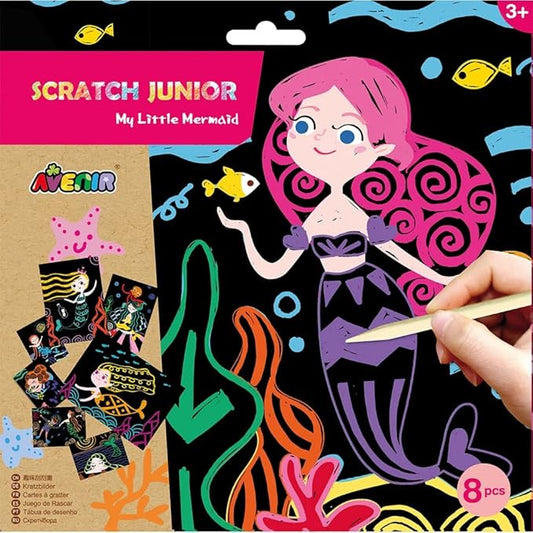 Avenir - Scratch - Little Mermaid Multicolour | Scratch the paper sheets to create colorful designs | Ages 3+ - Marah Kids