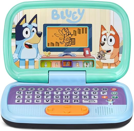 Vtech Bluey Game Time Laptop - 3+ Blue |Explore 10 interactive games with the Bluey Game Time Laptop | Pre - School Content, Official Bluey Character Toy for Kids, Letters, Numbers, Music | Ideal Gift for Children 3+ up Years, - Marah Kids