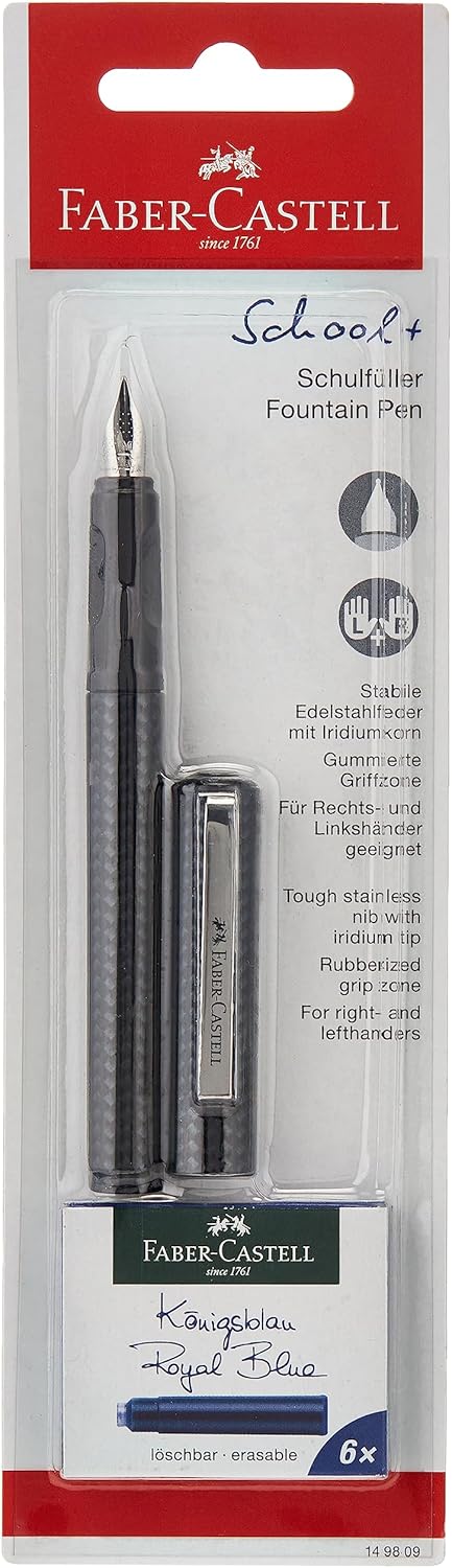 FABER - CASTELL FFOUNTAIN PEN CARBON DESIGN M + CARTRIDGE - Marah Kids
