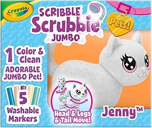 Crayola Scribble Scrubbie Jumbo, Large Posable Animal Toy, 6 Inches, Toy Cat For Girls & Boys, Animal Grooming Toy 3 Years +