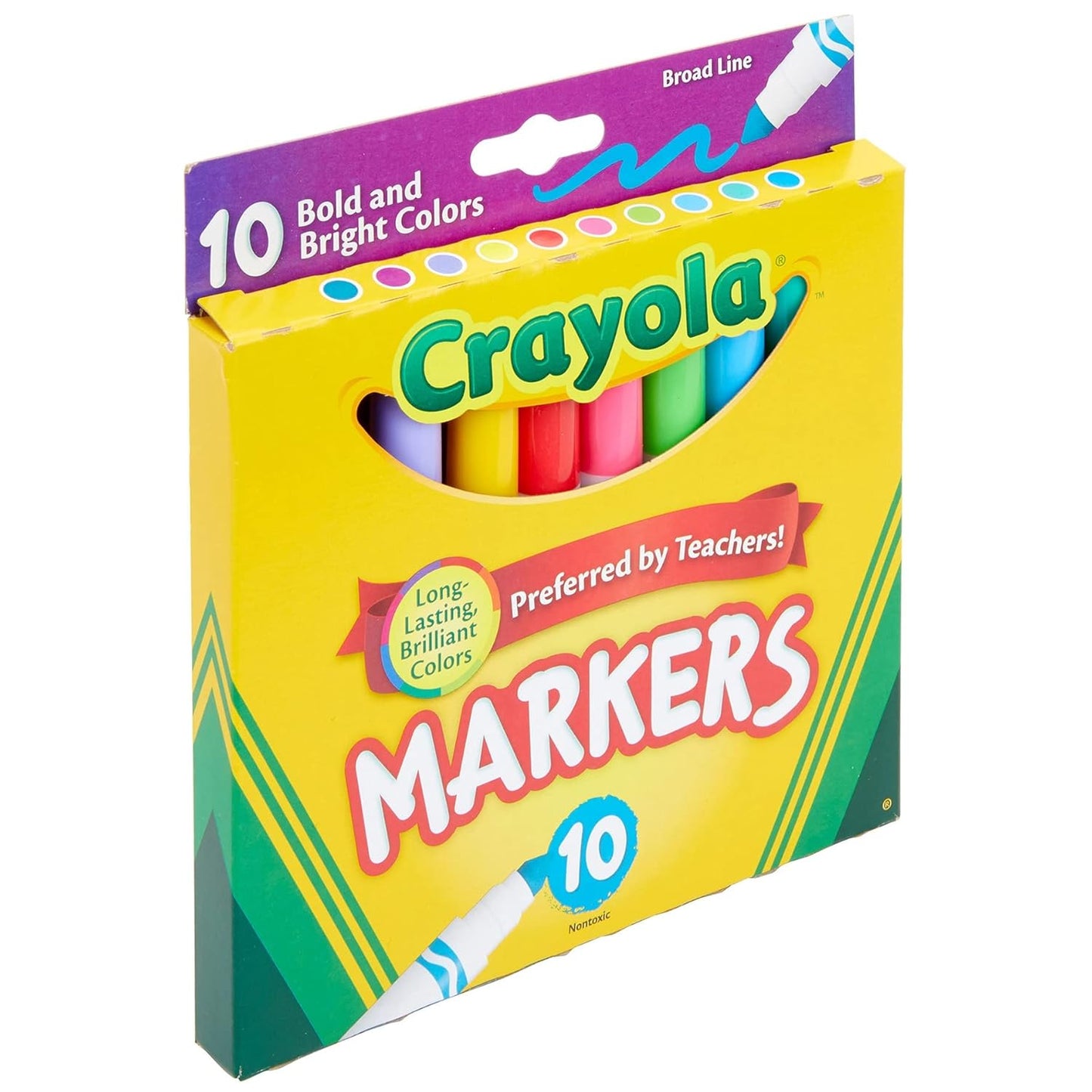 Crayola Markers, Broad Line, 10Count, Bright And Bold Markers