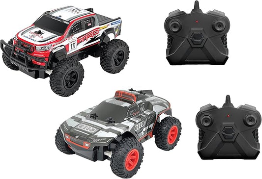 D - power - 1:24 Scale Twin RC Car Set – AUDI RS Q e - tron Dakar Rally & TOYOTA HILUX AXCR | 2.4GHz Remote Control Off - Road Truck Set with Batteries Included | For Kids Ages 6+ - Marah Kids