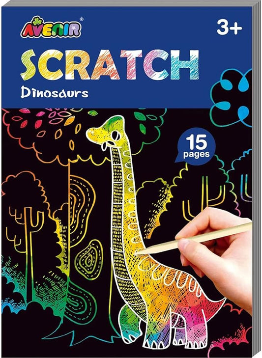 Avenir - Mini Scratch Book Dinosaurs | easy - to - use activity book is perfect for unleashing your child's imagination and creativity, while also fostering essential skills such as motor skills, hand - eye coordination, and manual dexterity | Ages 3+ - Marah Kids