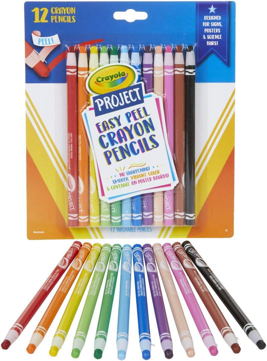Crayola 12ct Easy Peel Crayon Pencils - Marah Kids