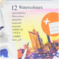 FABER - CASTELL WATER COLORS SET OF 12 X 9ML TUBES IN A CARDBOARD PACK - Marah Kids