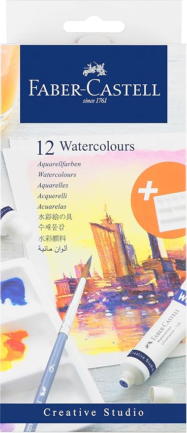 FABER - CASTELL WATER COLORS SET OF 12 X 9ML TUBES IN A CARDBOARD PACK - Marah Kids