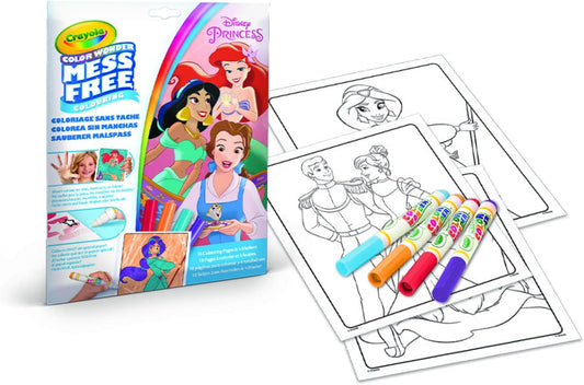 Crayola - Color Wonder Disney Princess Coloring Set | Mess - Free Coloring for Kids - 5 CW Markers Perfect Gift for Boys and Girls Ages 3+ - Marah Kids