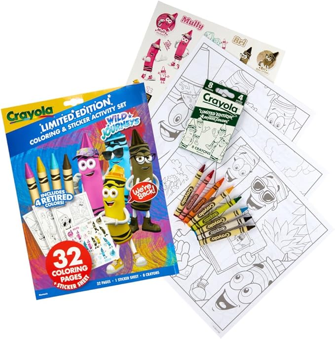 Crayola Retired Colors Wild Journeys Coloring Set | 32 Pages, Ages 3+ - Marah Kids