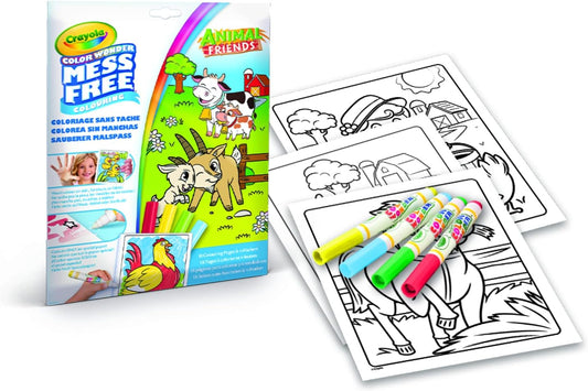 Crayola - Color Wonder Animal Friends Coloring Set | Mess - Free Coloring for Kids - 5 CW Markers | Foldalope Packaging for Easy Storage - Ideal Travel - Friendly Activity | Perfect Gift for Boys and Girls Ages 3+ - Marah Kids
