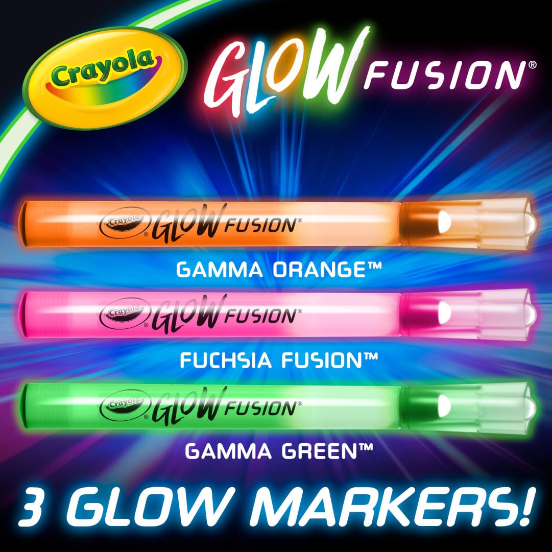 Crayola Glow Fusion Coloring Set: Glow - in - the - Dark Markers, Mythical Creatures - Marah Kids