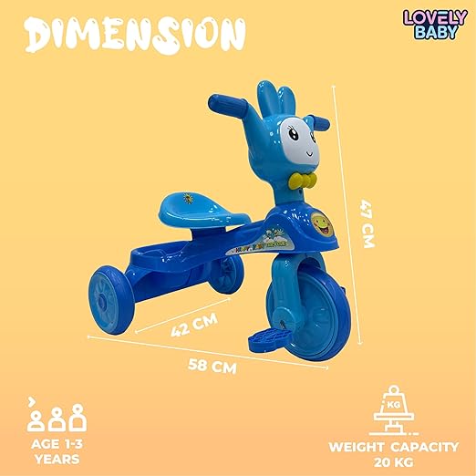 Lovely Baby Kids' Pedal Trike - Blue - Marah Kids