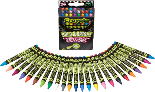 Crayola - Construction Paper Crayons | School & Art Supplies, Pack of 24 | Bold & Bright Colors | 3+ Yrs - Marah Kids