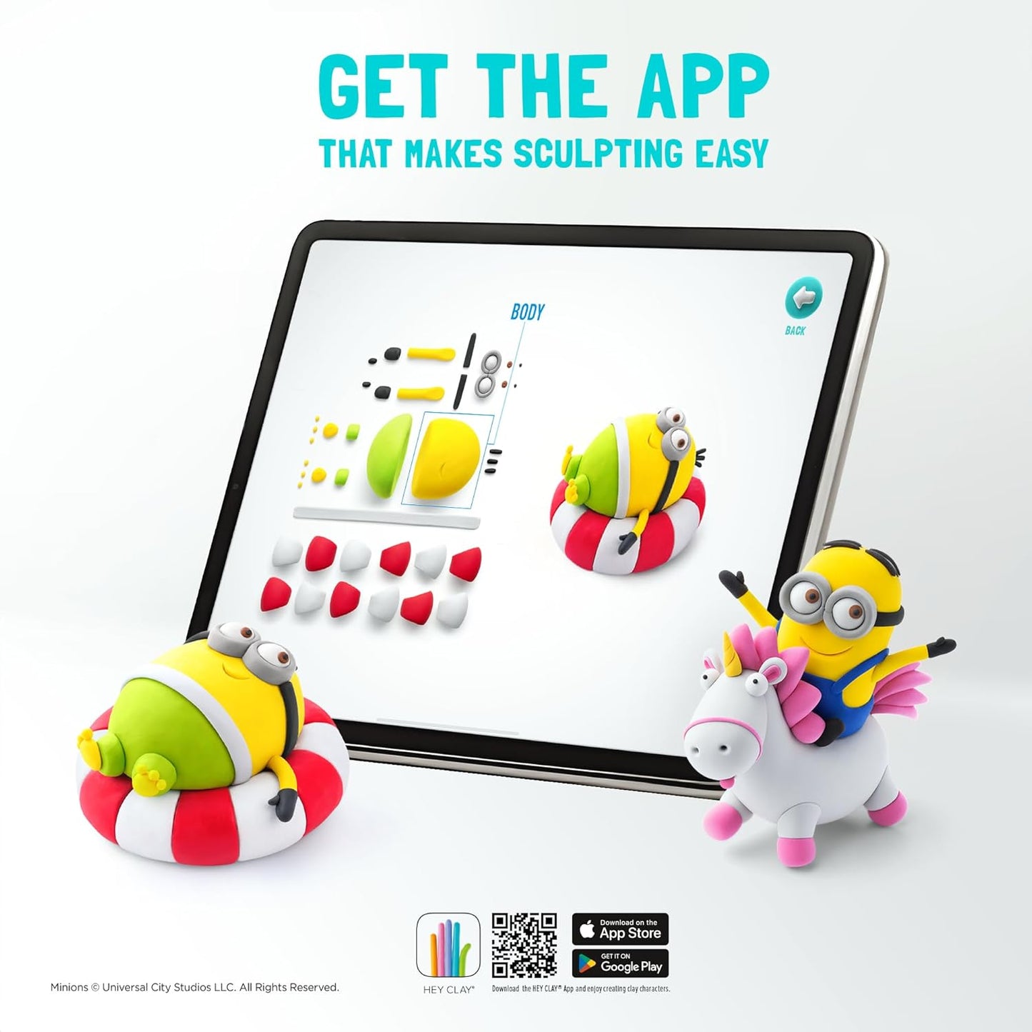 Hey Clay - Minions Kevin Colourful modelling air - dry clay, 5 cans with fun interactive app for kids 3 years +. - Marah Kids