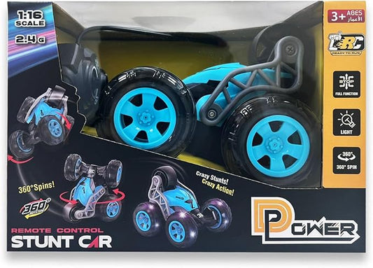 D - Power 1:16 2.4G R/C Mini Stunt Car 360 Degree Stunt Car – Blue | Ages 3+ up - Marah Kids