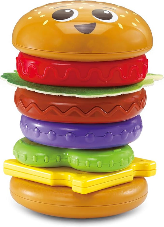 Vtech Baby Build - a - Burger – Stacking & Sorting Toy with 6 Food Pieces, Shape Matching, Spinning & Color Play | for Babies 18–24 Months+ - Marah Kids
