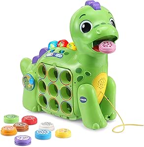 VTech Chomp - along Dino, Musical Toddler Toy, Teaches Numbers, Colours & Food, Interactive Dinosaur Toy for 2, 3, 4+ Year Olds, English Version - Marah Kids