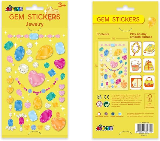 Avenir - Gem Stickers - Jewellery | Self Adhesive Rhinestones Stickers Craft Jewels Stick On Gems for Arts & Crafts Projects - Assorted Shapes, Sizes and Colors | Ages 3+ - Marah Kids