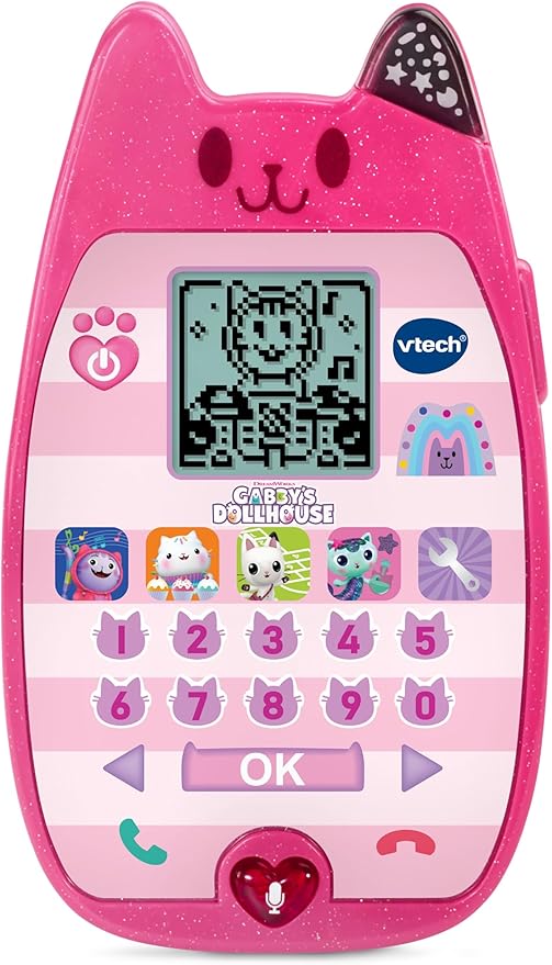 Vtech - Gabby's Dollhouse A - Meow - Zing Phone - Multicolour | Let’s chat with Gabby! Voice activation lets children chat with Gabby and Pandy Paws for interactive pretend play | suitable ages 3 + up - Marah Kids