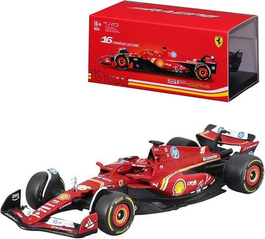 Bburago 1:43 Ferrari Formula (without helmet & plastic stand)  - SF-24 (MIAMI GP)- #16 Charles Leclerc