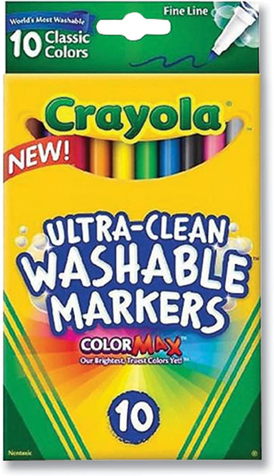 Crayola Ultra - Clean Markers, Fine Line, Classic Colors, Color Max Markers 10 count - Marah Kids