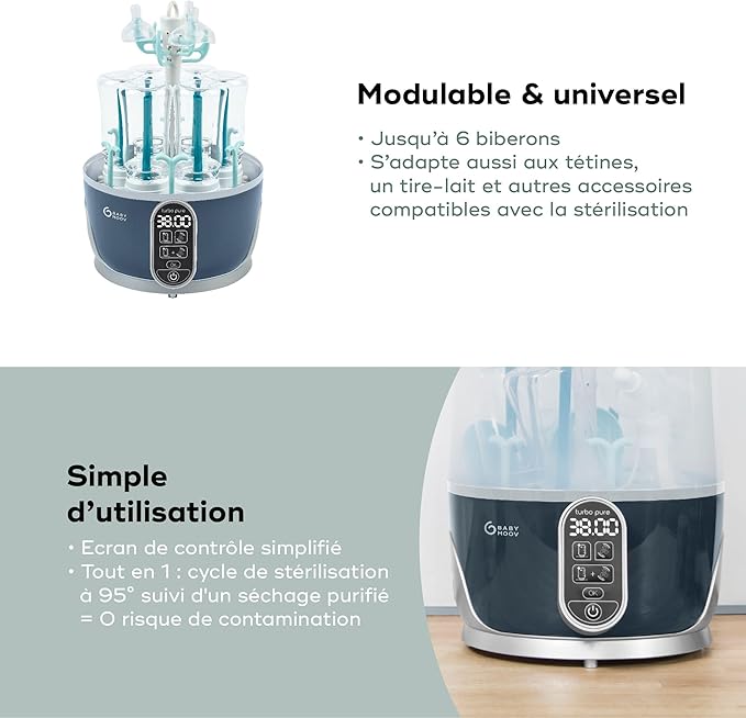 Babymoov Turbo Pure 3 - in - 1 Steriliser & Dryer with HEPA Filter, BPA Free - Marah Kids