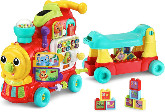 Vtech – 4in1 Alphabet Train | Interactive Ride - On, Walker, Pull Cart, Educational Toy for Toddlers | Includes Blocks, Letters, Numbers & Activity Panel | Ages 1 - 5 - Marah Kids