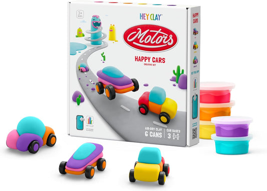 HEY CLAY - Happy Cars set Air - Dry Clay 6 Cans - Marah Kids
