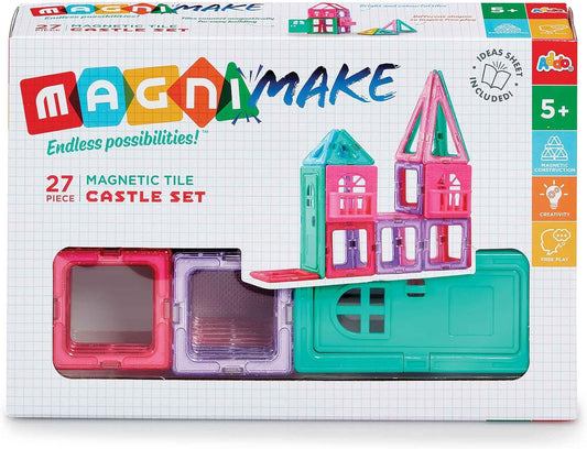 Addo Magnimake Castle Set 27-Pieces, Design, Construct & Build Endless 2-D or 3-D Structures with Magnetic Tiles, Educational Toy