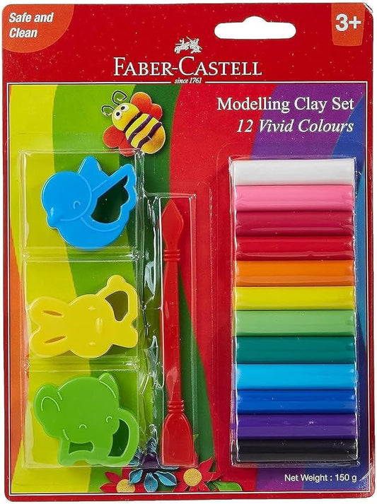 FABER - CASTELL MODELLING CLAY 150GM (12X12.5GM) + ACCESSORIES - Marah Kids