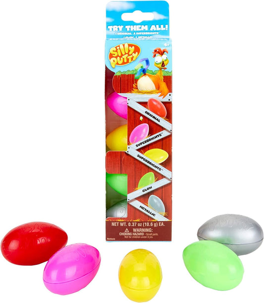 Crayola – Silly Putty Assorted 5 pack | Compact size of the egg makes it easy to take on the go, perfect for travel or playdates. | Non - Toxic and Safe | Suitable ages 4+ - Marah Kids