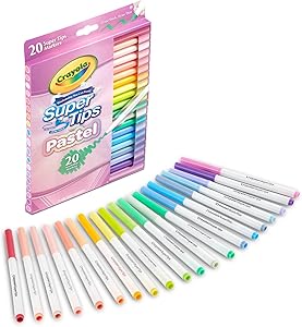 Crayola Washable Super Tips, Pastel Markers, 20 Count