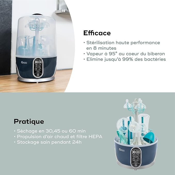 Babymoov Turbo Pure 3 - in - 1 Steriliser & Dryer with HEPA Filter, BPA Free - Marah Kids