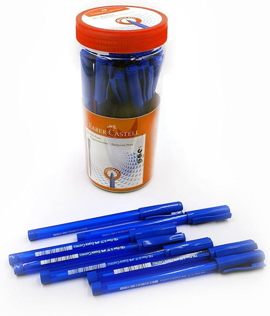 FABER CASTELL TRIFLOW BALL PEN 0.7MM JAR OF 25PC BLUE - Marah Kids