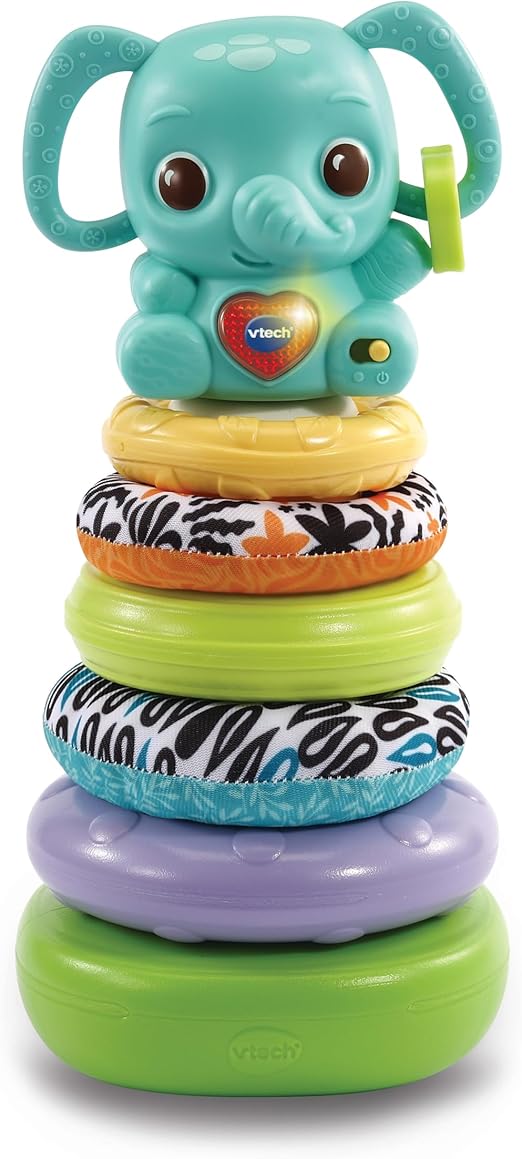 Vtech - Stack, Rattle & Link Elephant | Interactive & Developmental Toy with Sounds and Music | For Boys & Girls, Suitable for Ages 3 Months+ - Marah Kids
