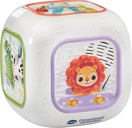 Vtech Baby Sensory Sounds Musical Cube – Interactive Baby Toy with Nursery Rhymes, Classical Tunes & Textured Manipulatives | Teaches Animals & Instruments | For Ages 3–18 Months+ - Marah Kids