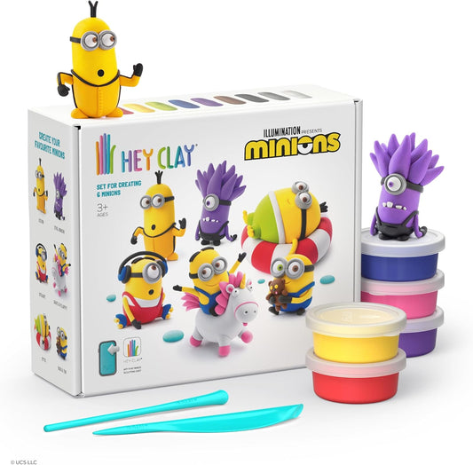 Hey Clay - MINIONS Colourful modelling air - dry clay, 15 cans with fun interactive app for kids 3 years + - Marah Kids