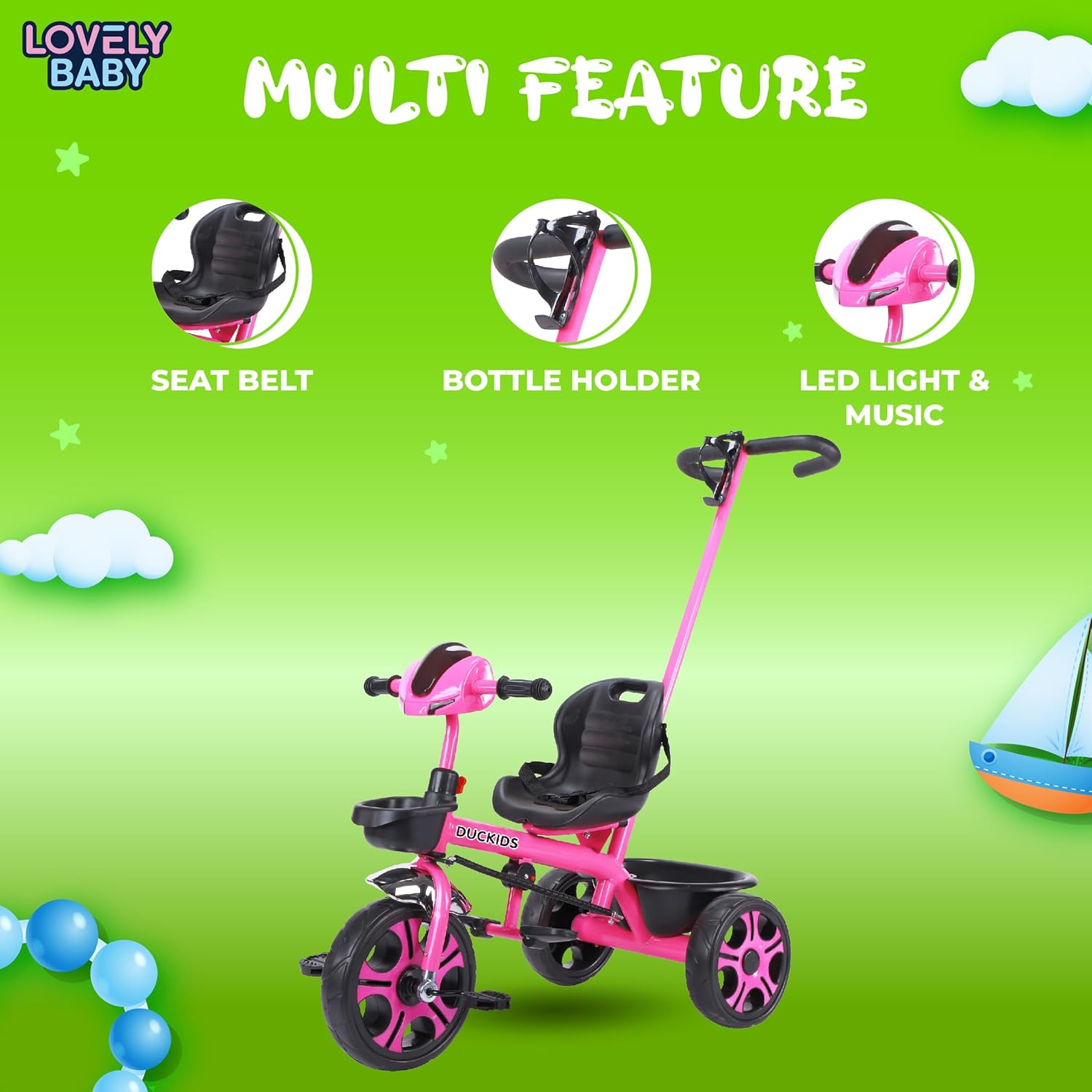 Lovely Baby Duckids 3 - Wheel Tricycle - Pink - Marah Kids
